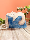 Cat on a book hair clip
